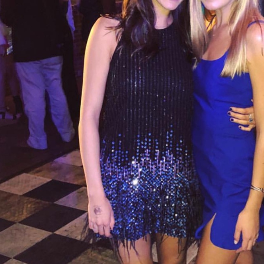 Parker Allegra Sequin Feather Dress